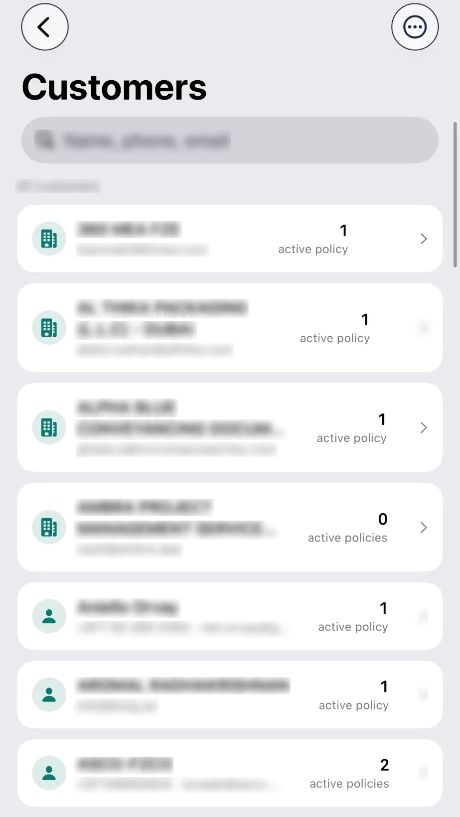 Coverly · client data blurred screen