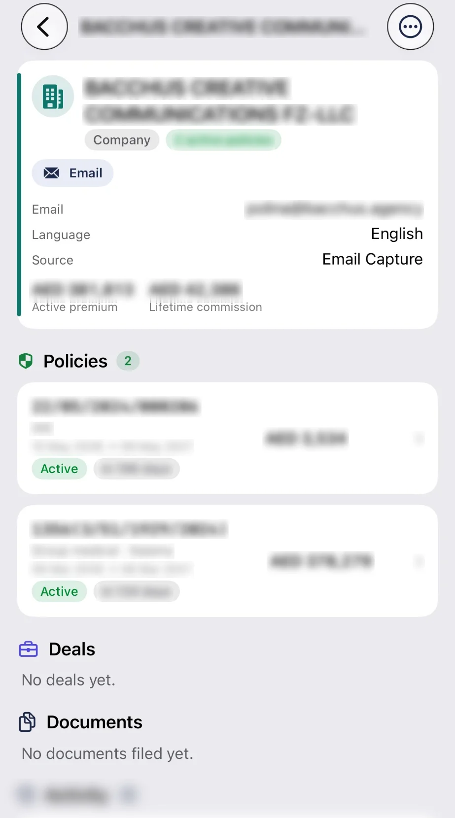 Coverly · client data blurred screen