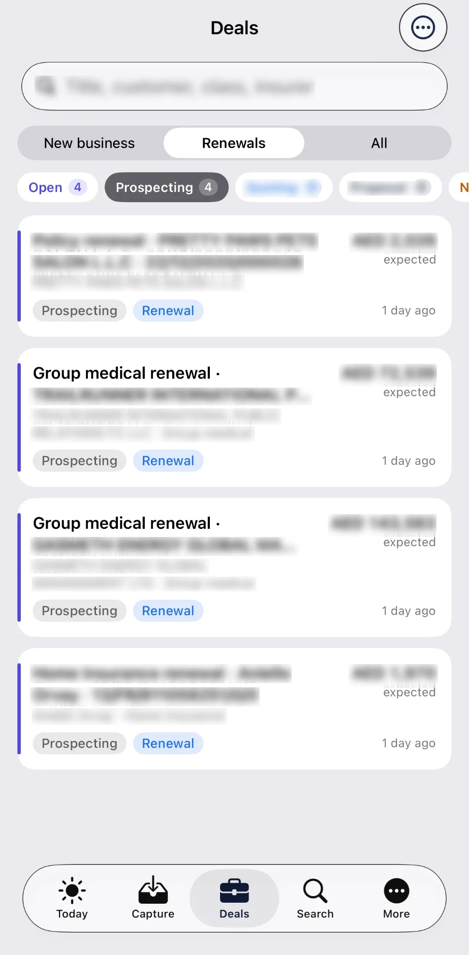 Coverly · client data blurred screen