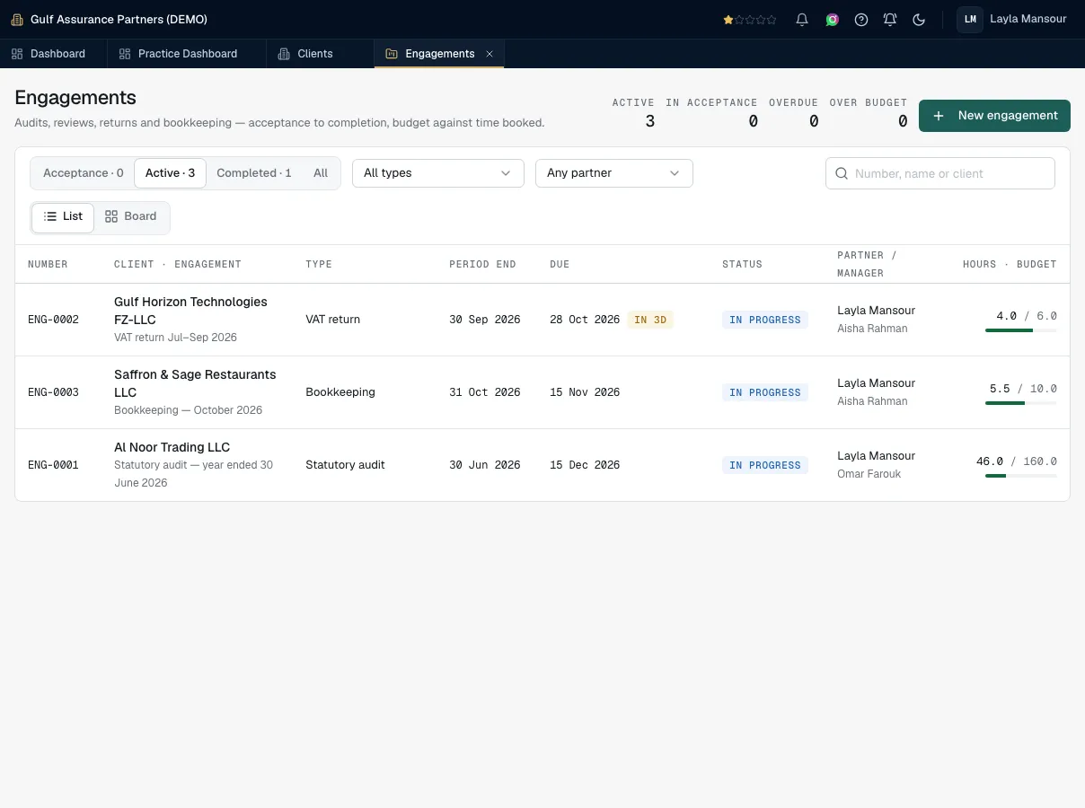 Ekko Audit · demo data screen