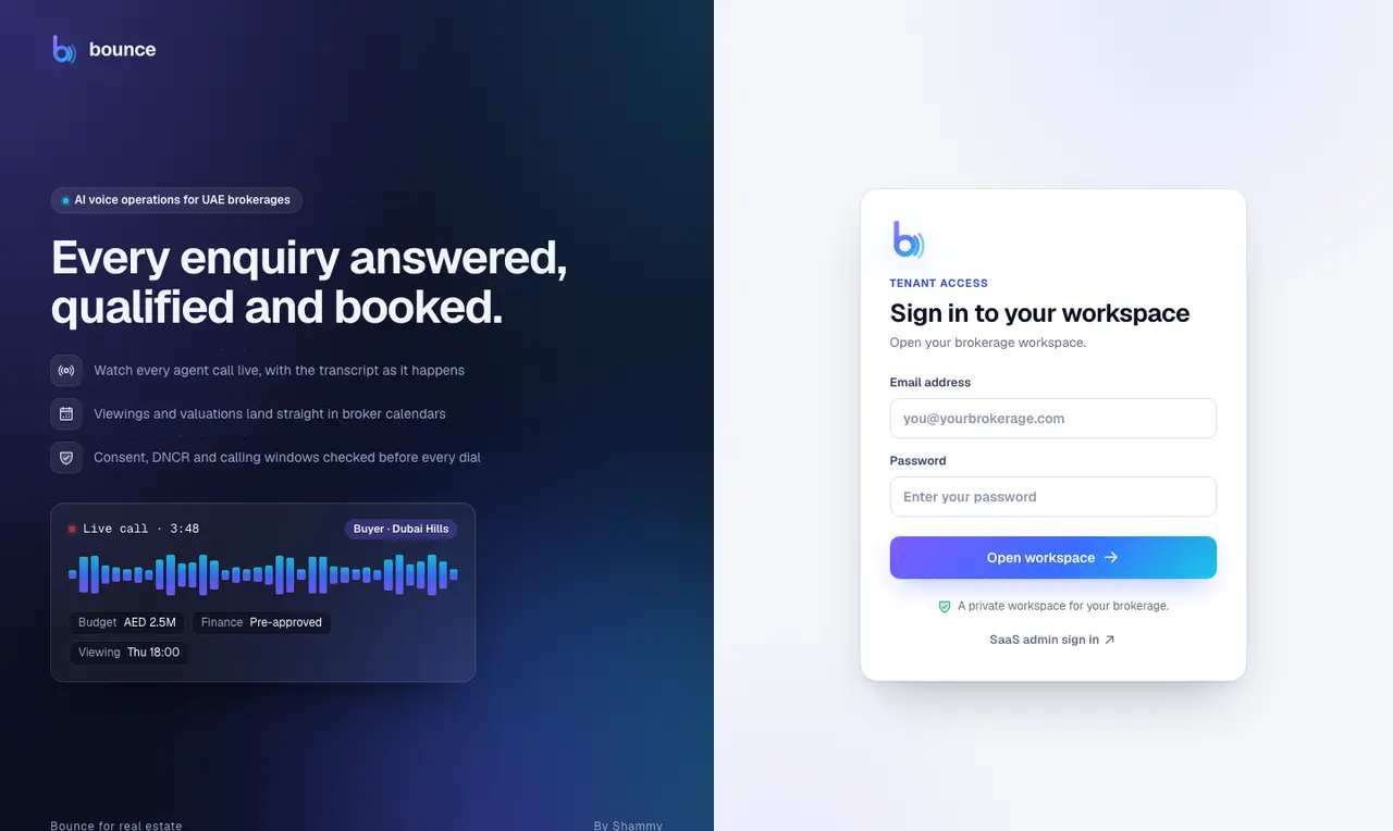 Bounce Voice — screenshot of bounce.cortix.world
