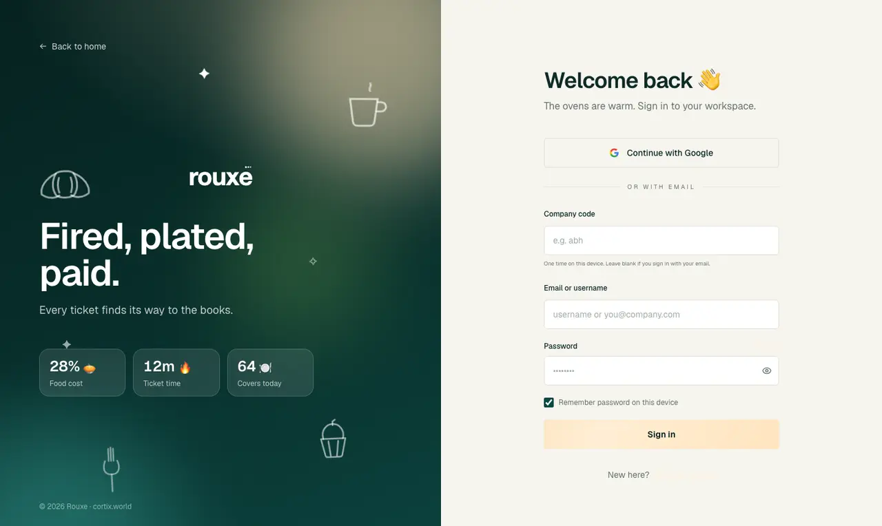 Rouxe — screenshot of rouxe.cortix.world